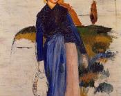 皮埃尔 奥古斯特 雷诺阿 : Girl with Red Stockings